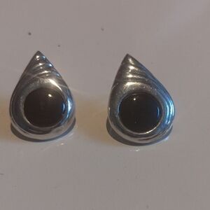 925 Sterling Silver, Onyx Earrings Teardrop Earrings.